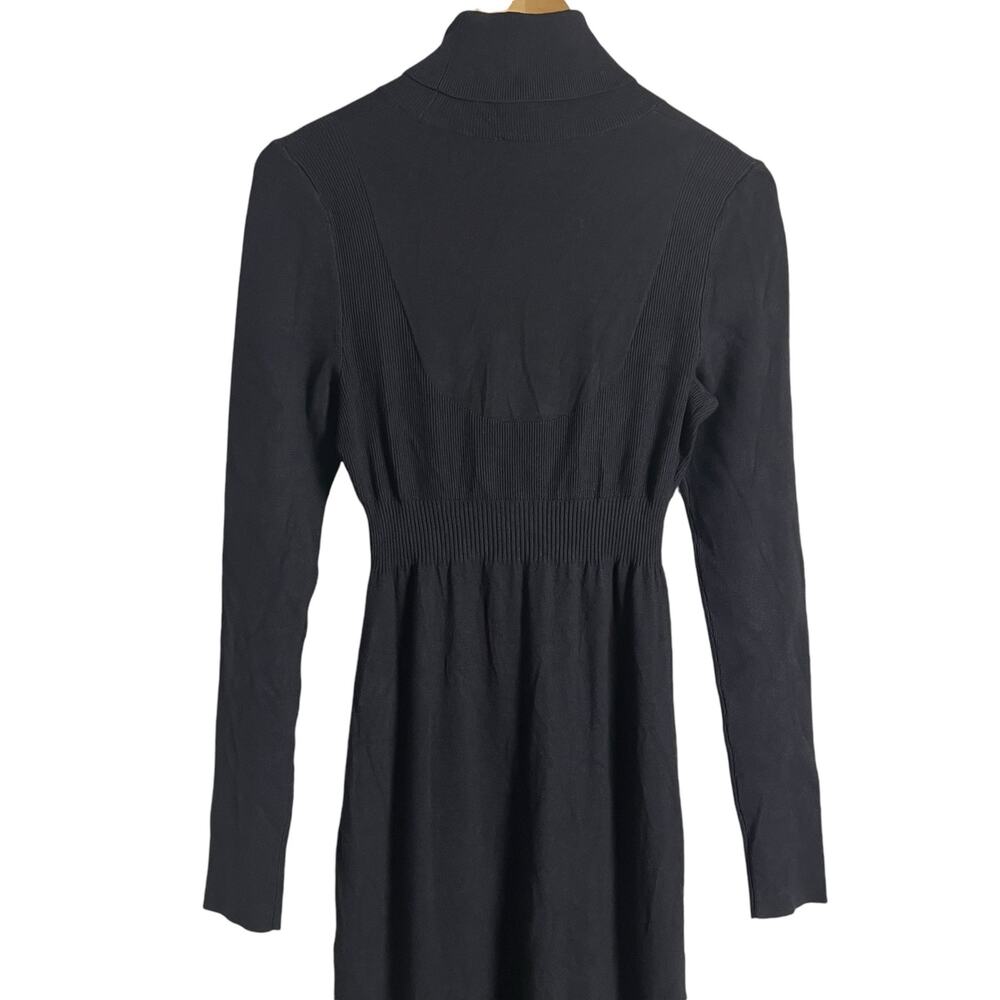 Toccin Black Ribbed Turtleneck Long Sleeve Midi Sweater Dress Size Medium - Picture 10 of 13